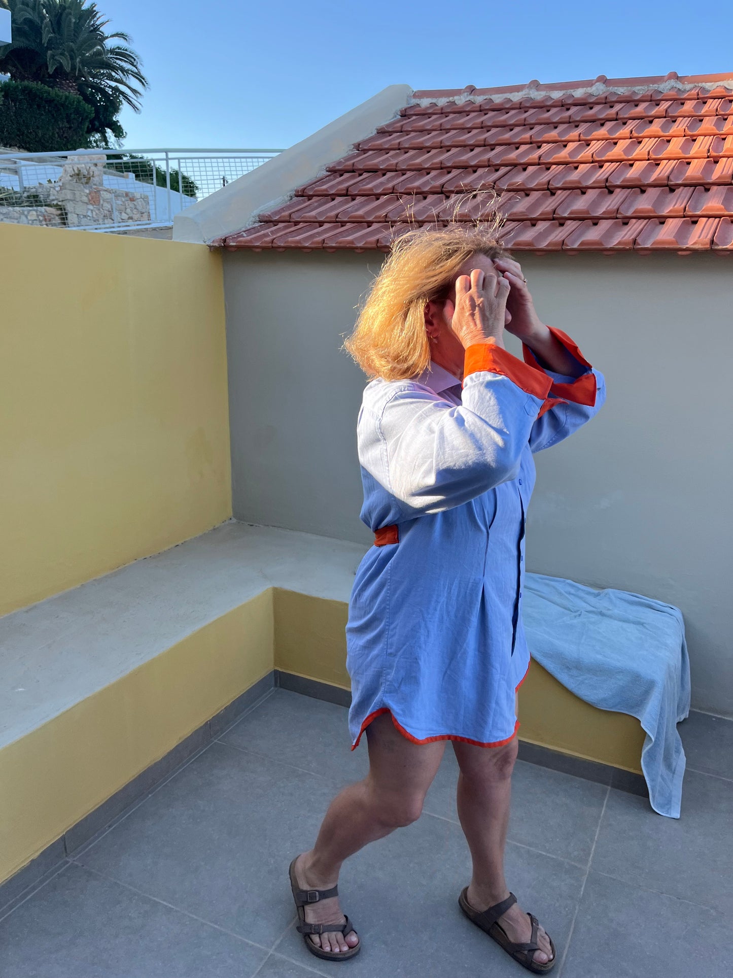 Vassiliki dress in Blue and Orange