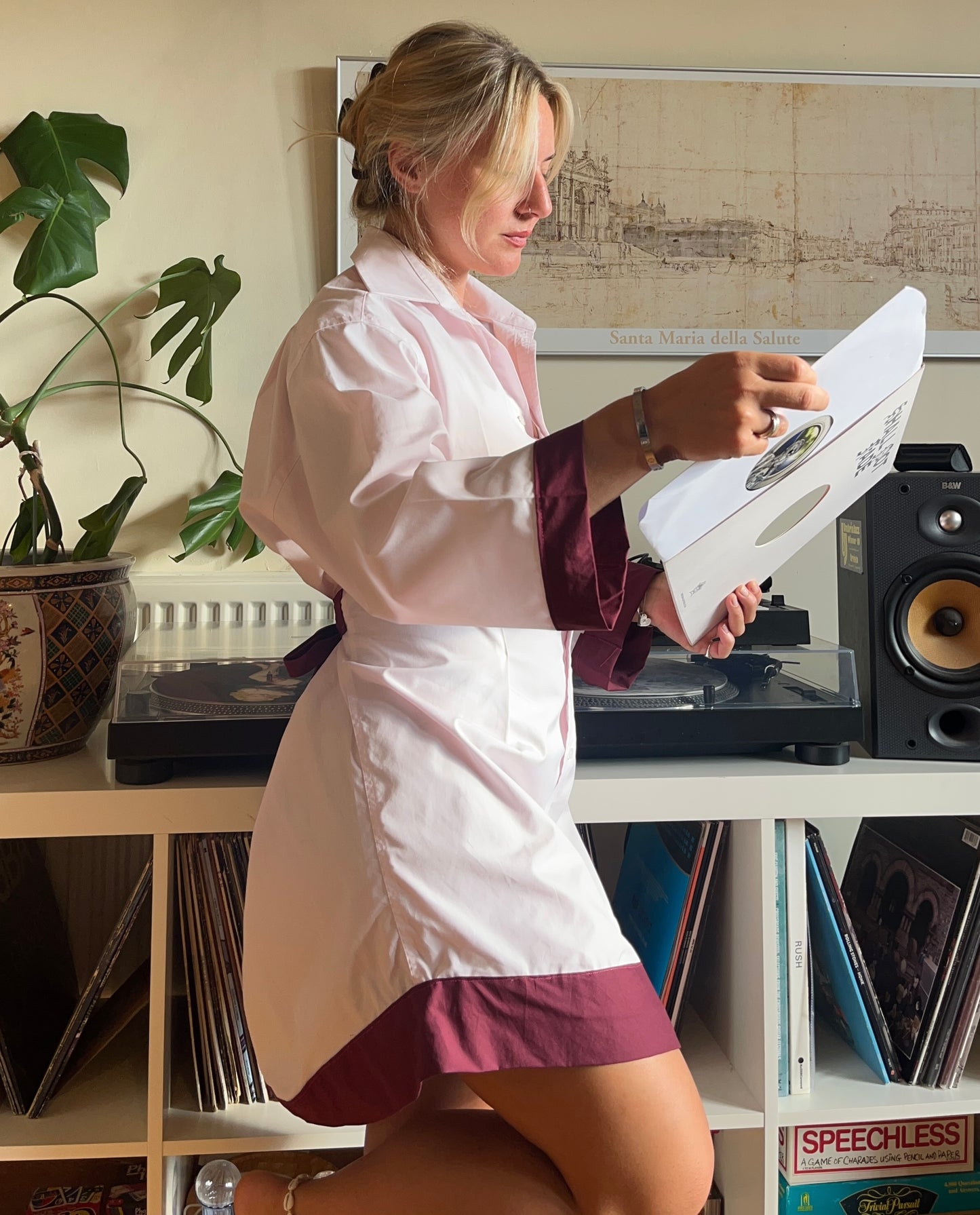 Vassiliki dress in Pink and Burgundy