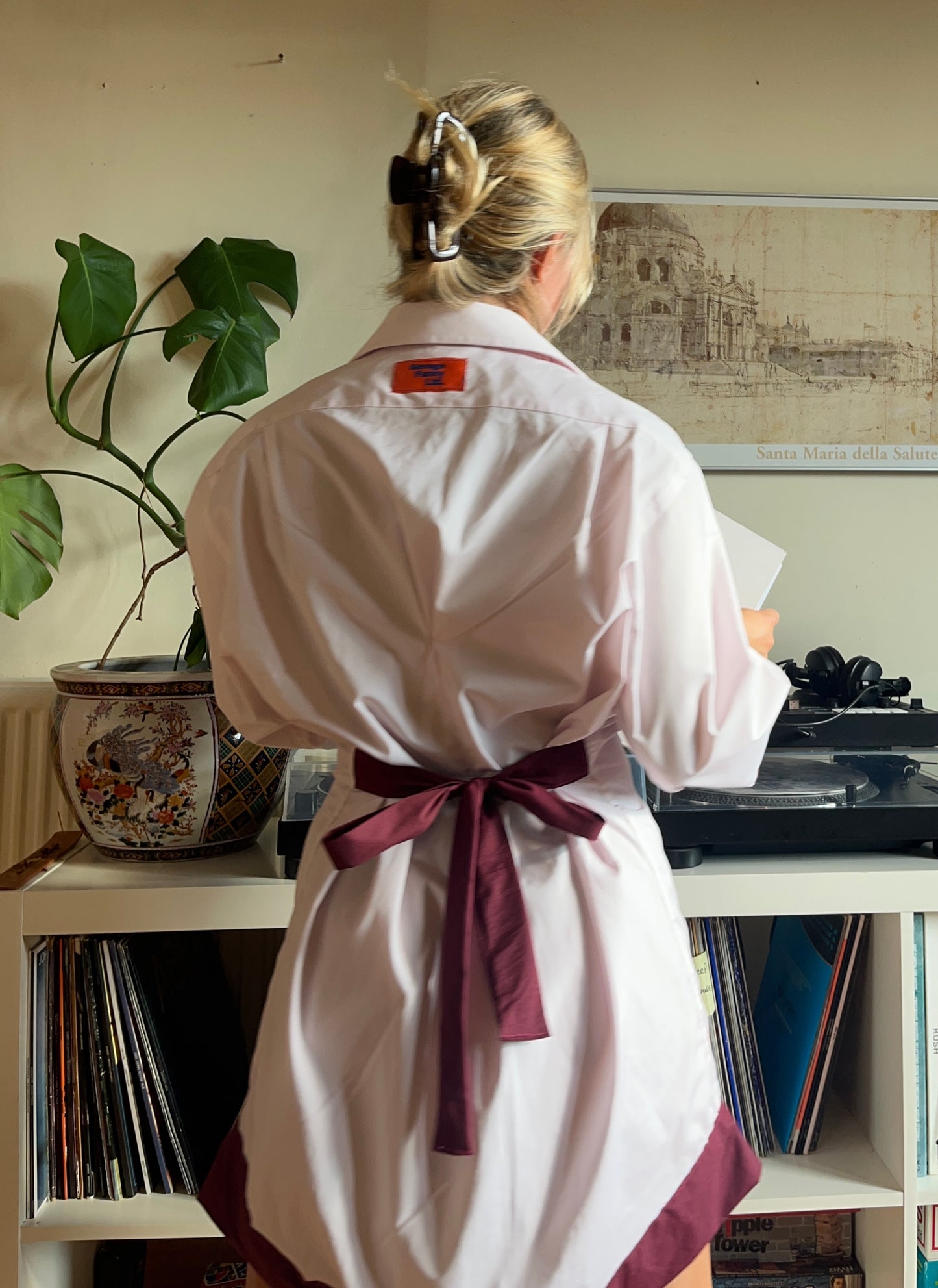 Vassiliki dress in Pink and Burgundy