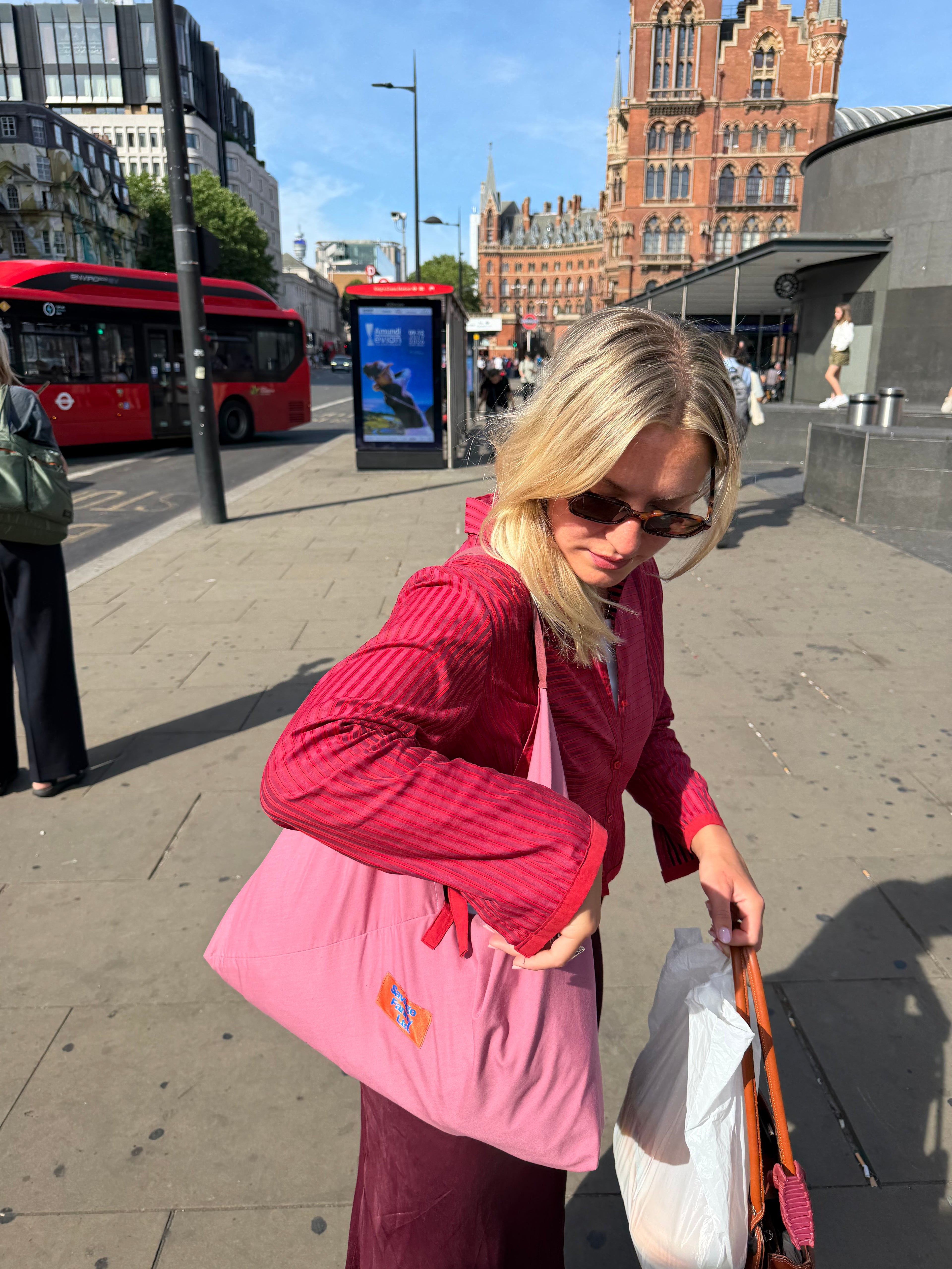 Upcycled Pink Cotton Tote Bag | The Daily Hobo