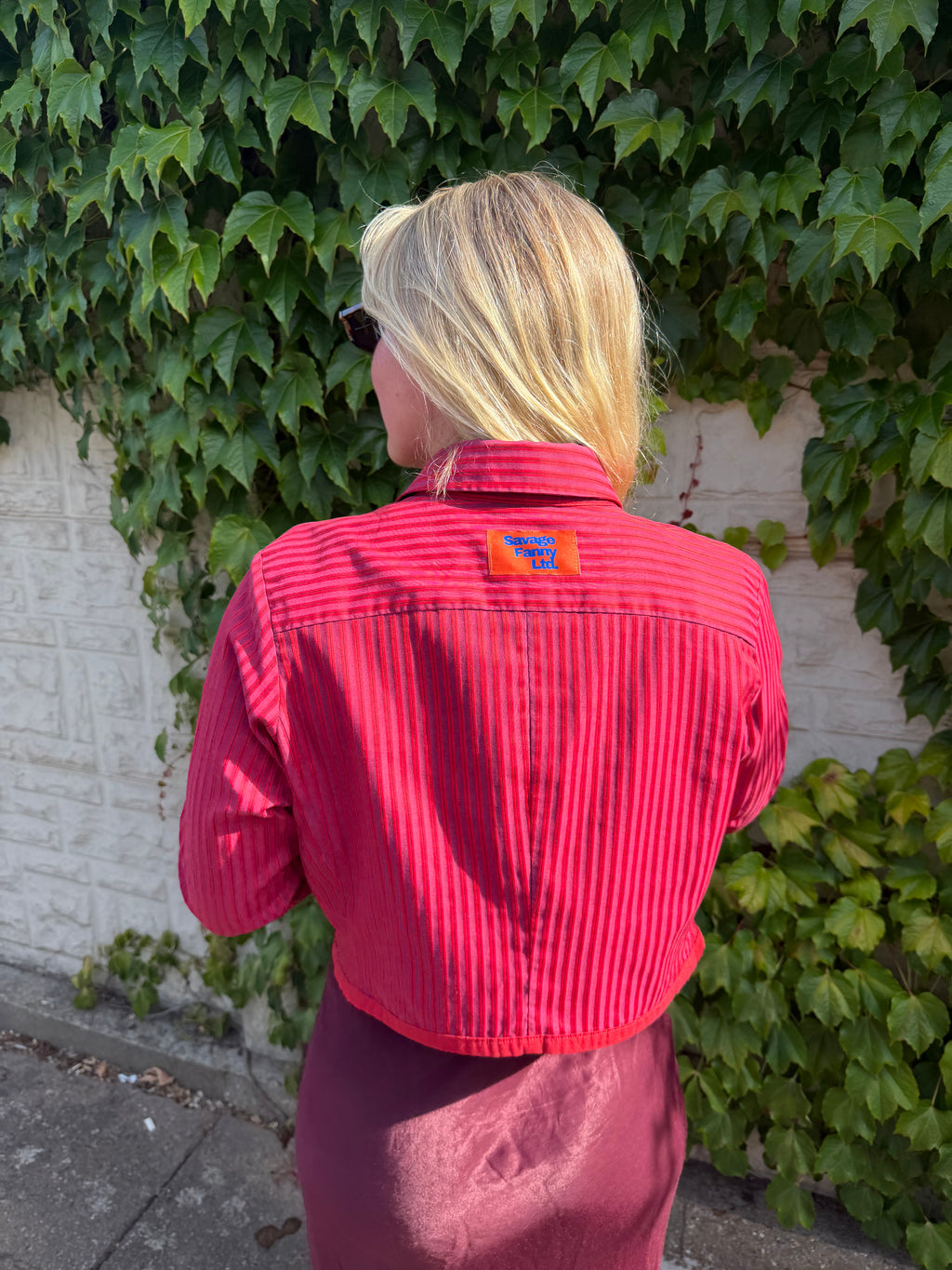 Red Striped Cropped Shirt