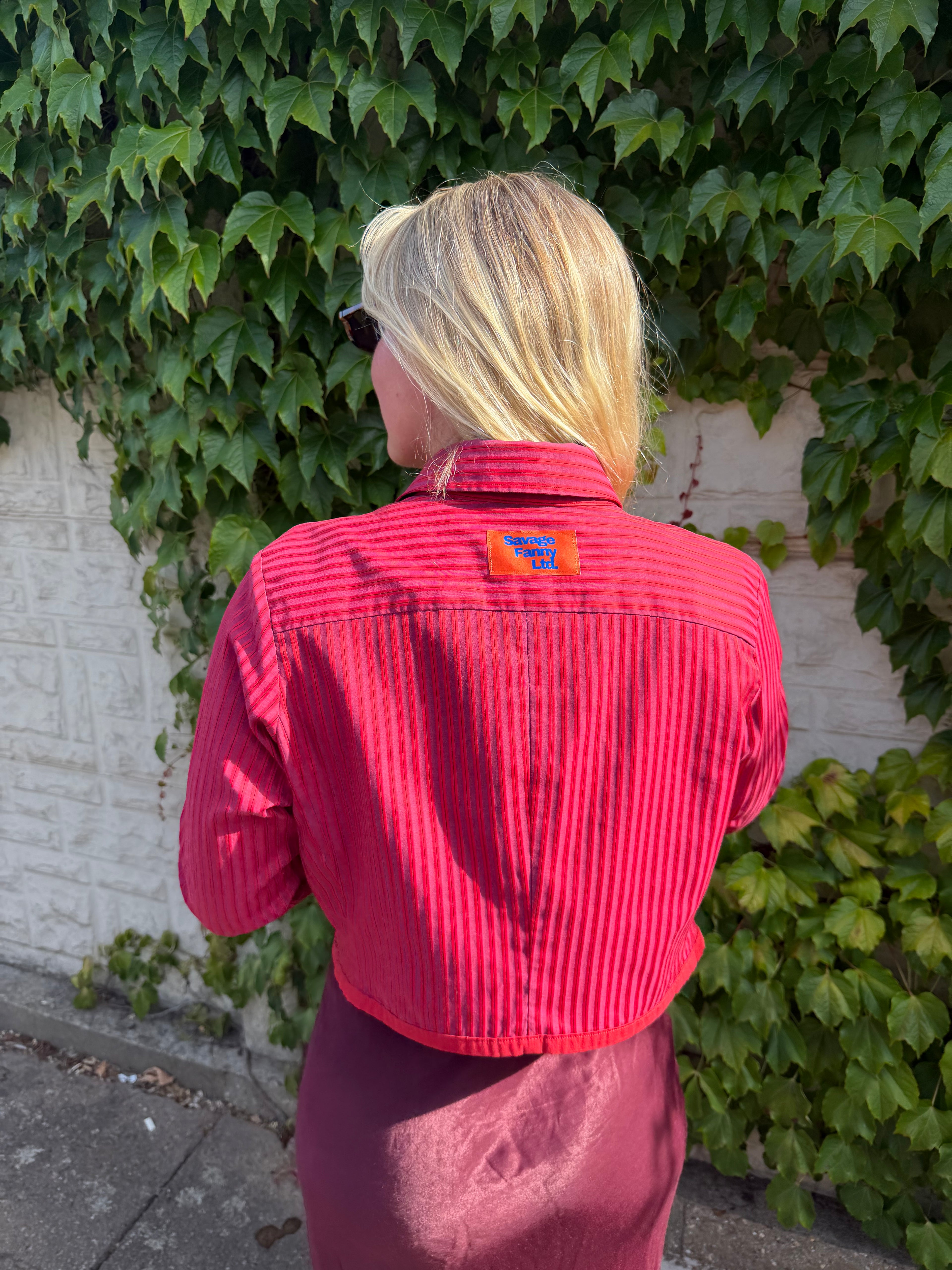 Red Striped Cropped Shirt