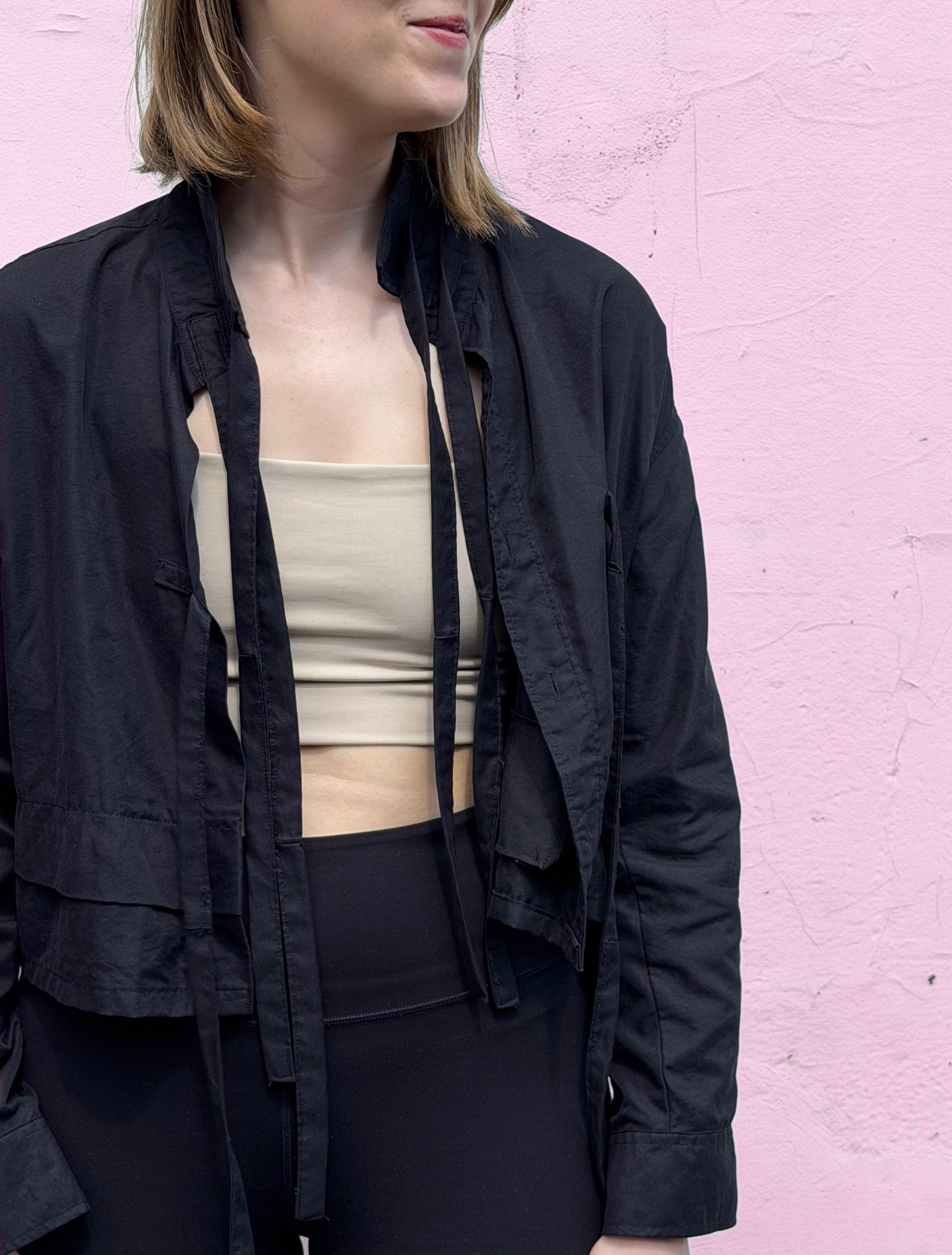 The Cropped Tie-Front Utility Jacket / Shirt
