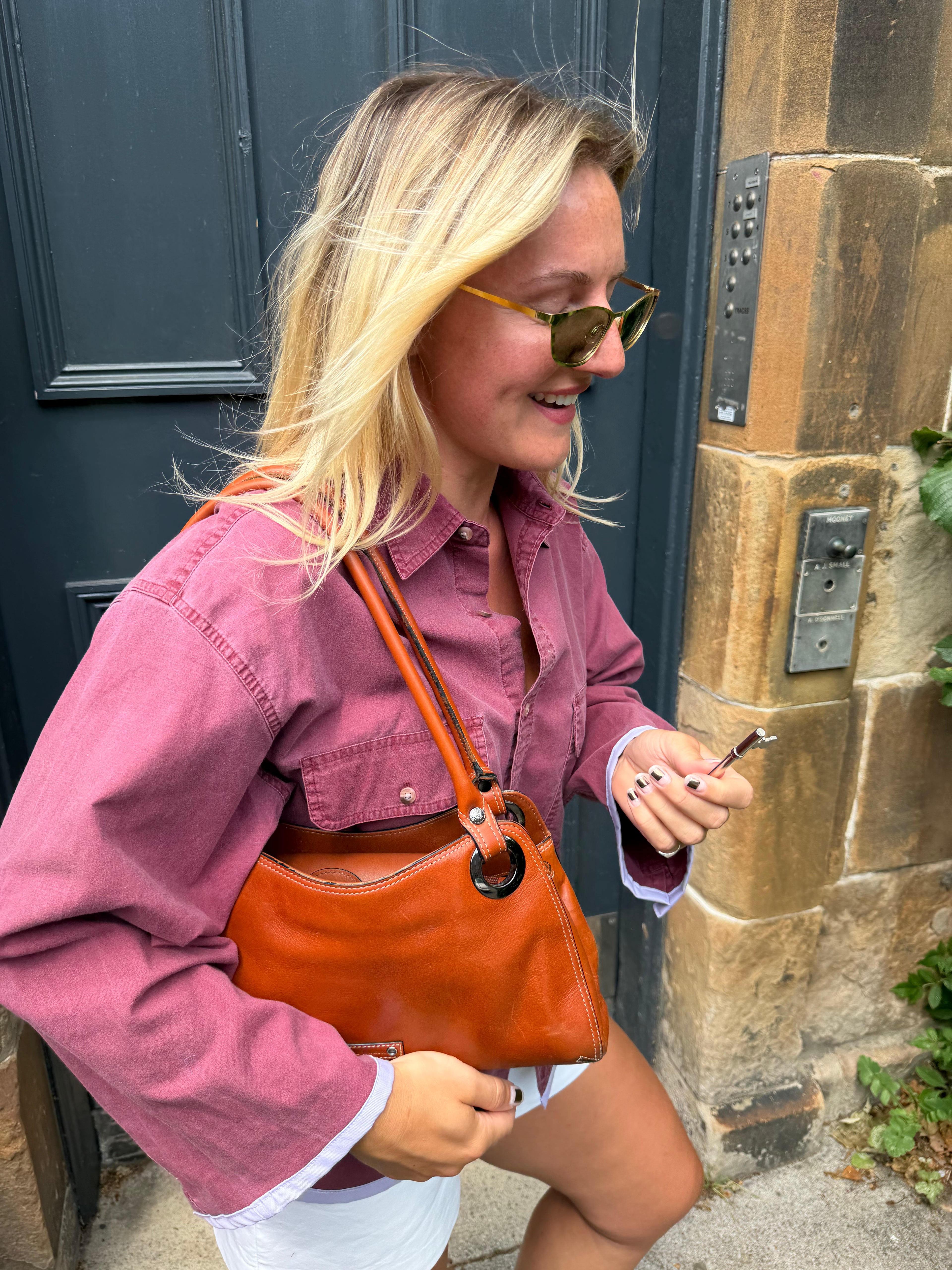 The Washed Plum Contrast-Trim Overshirt