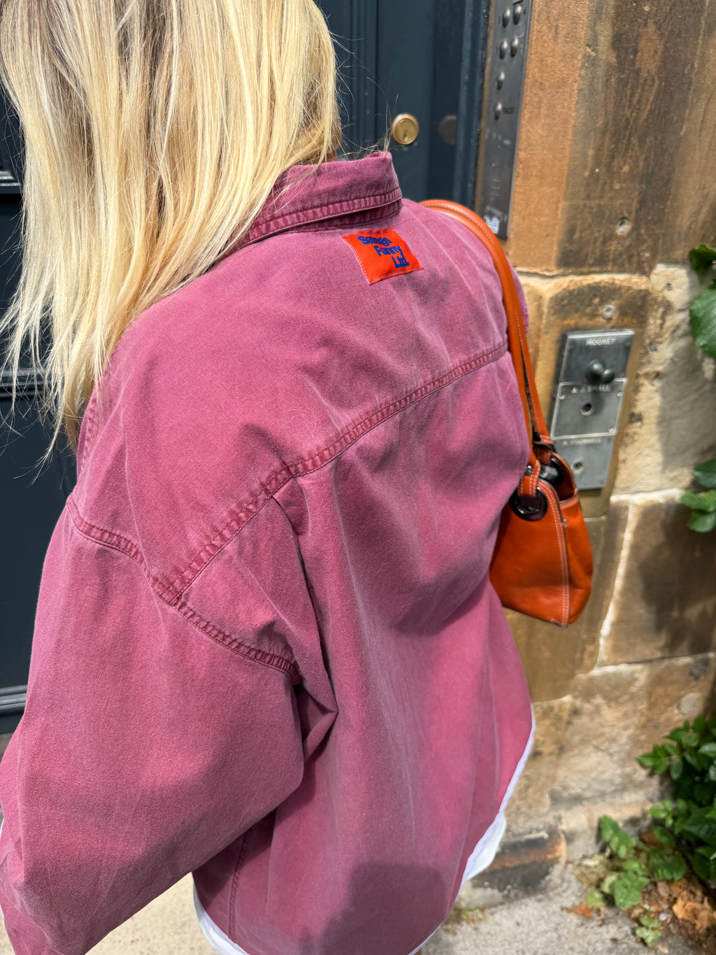 The Washed Plum Contrast-Trim Overshirt