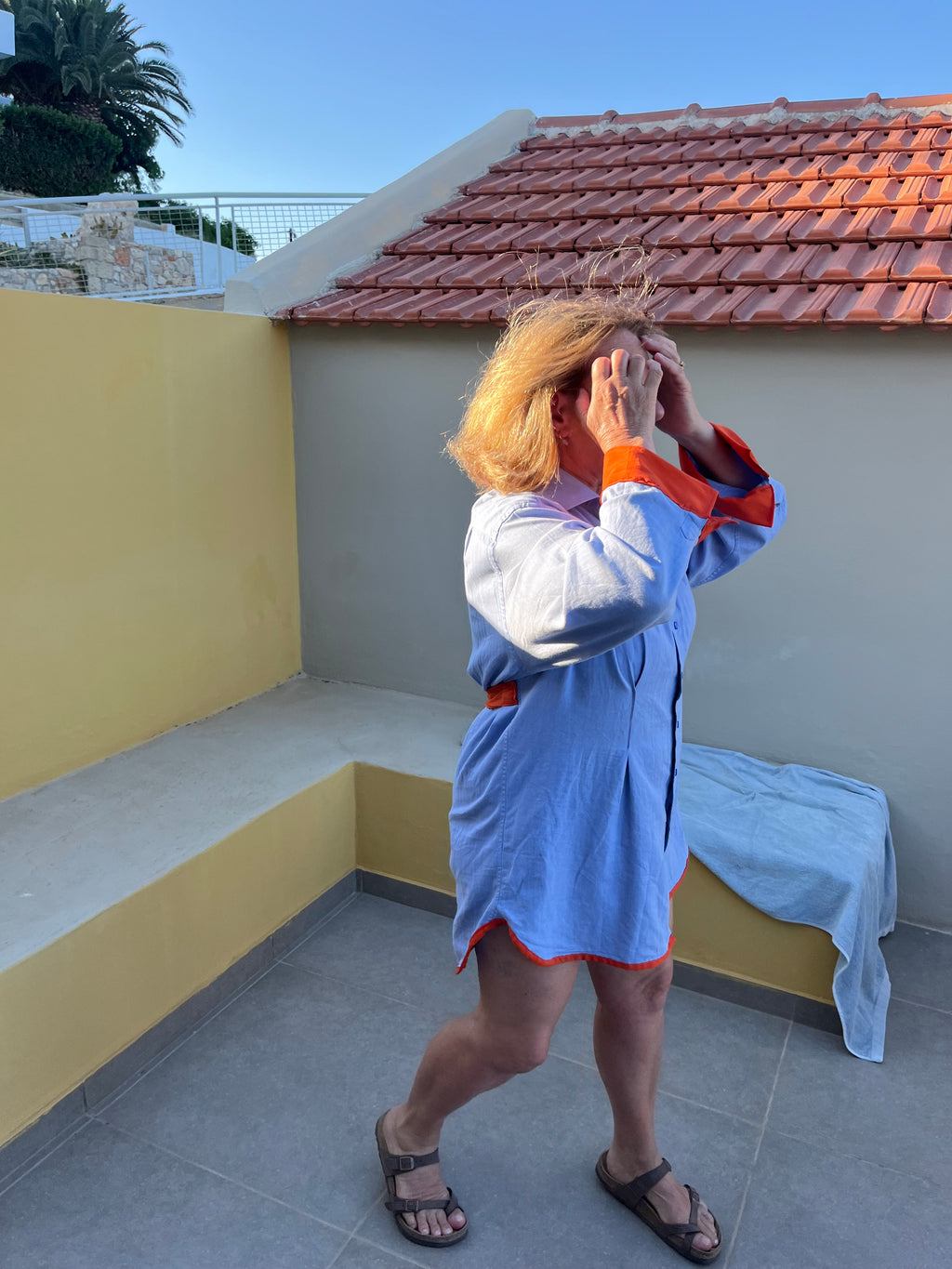 Vassiliki dress in Blue and Orange