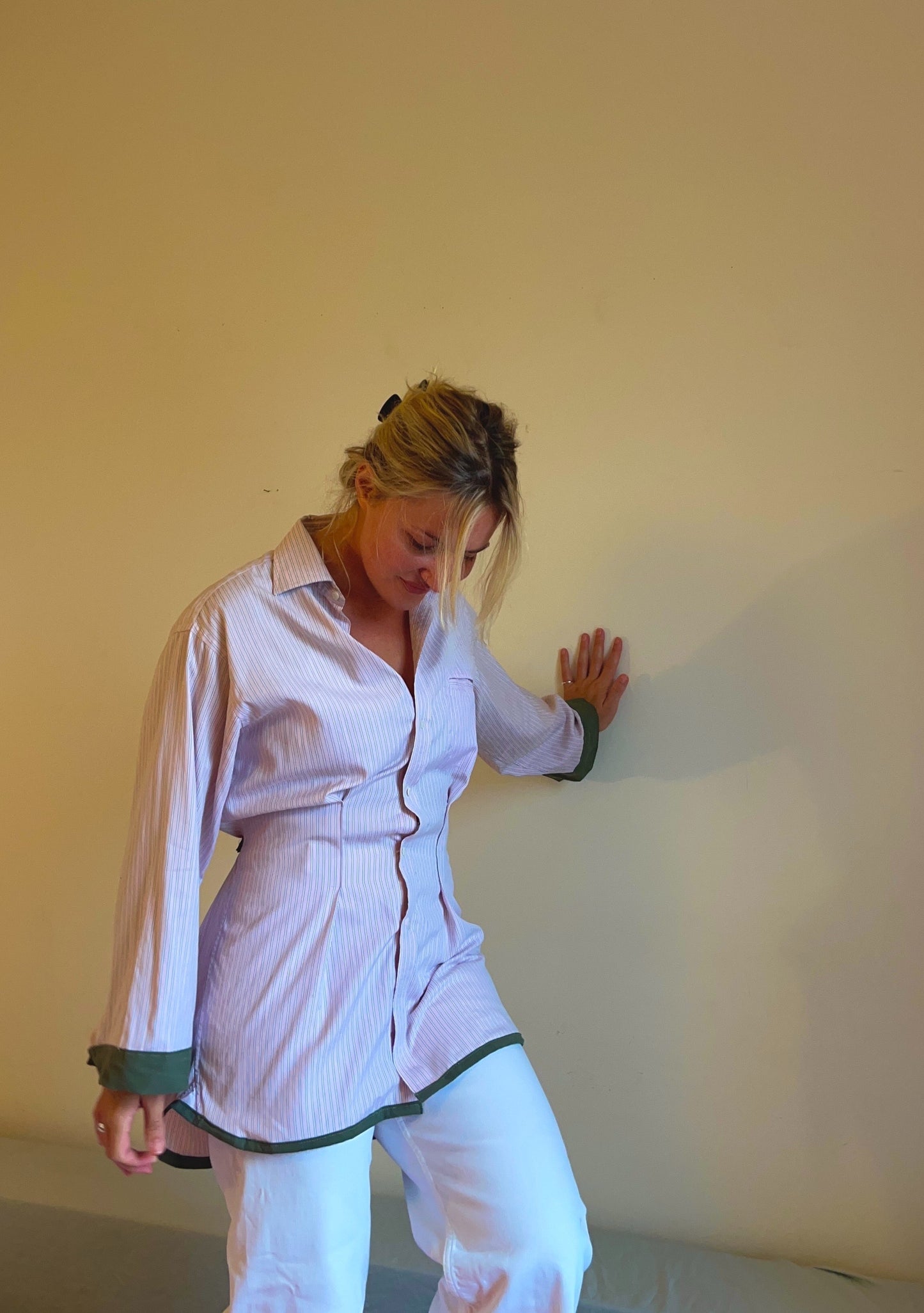 Vassiliki dress in Pink and Khaki