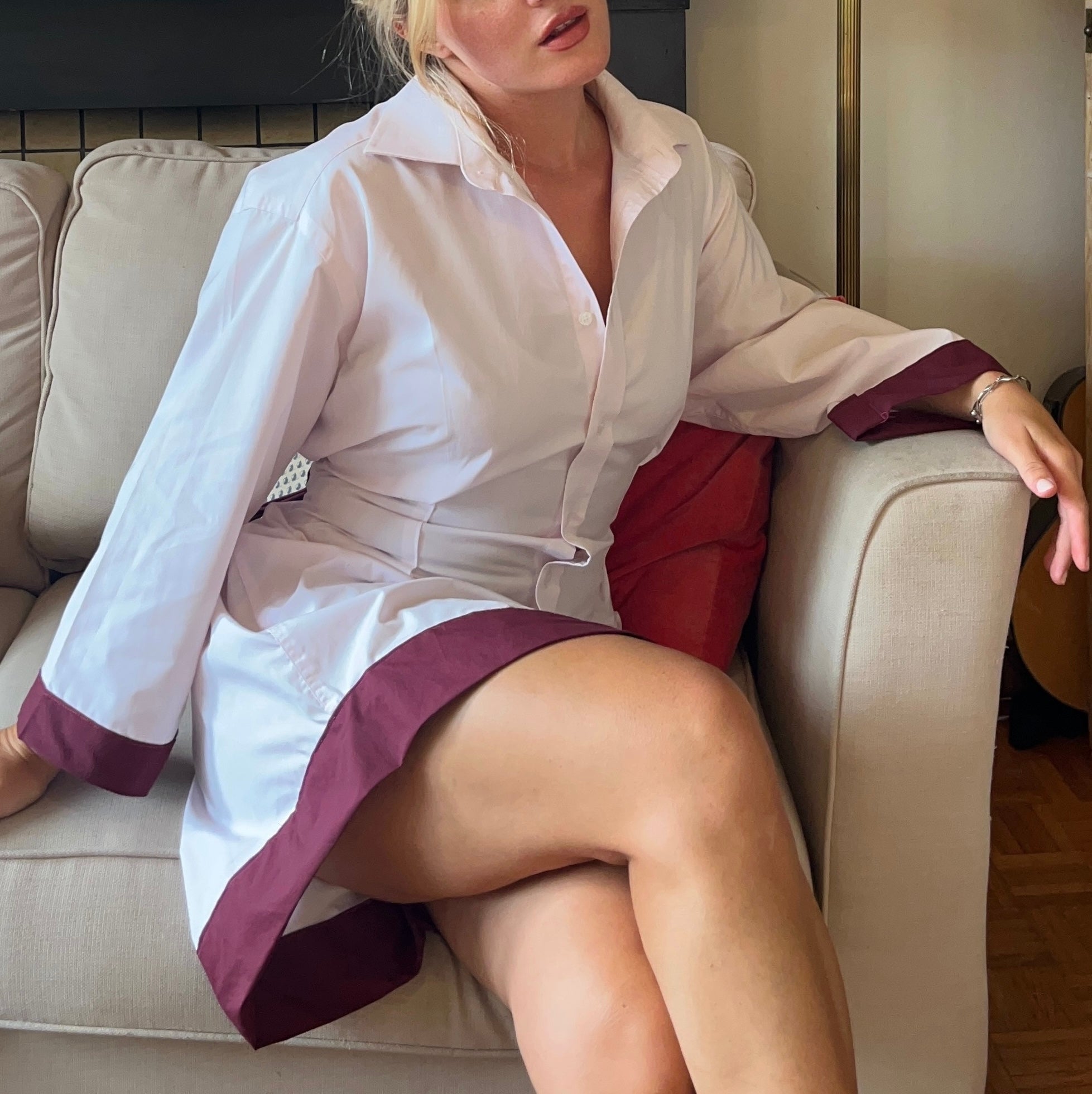 Vassiliki dress in Pink and Burgundy