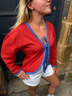 The Terracotta Red Wrap Blouse