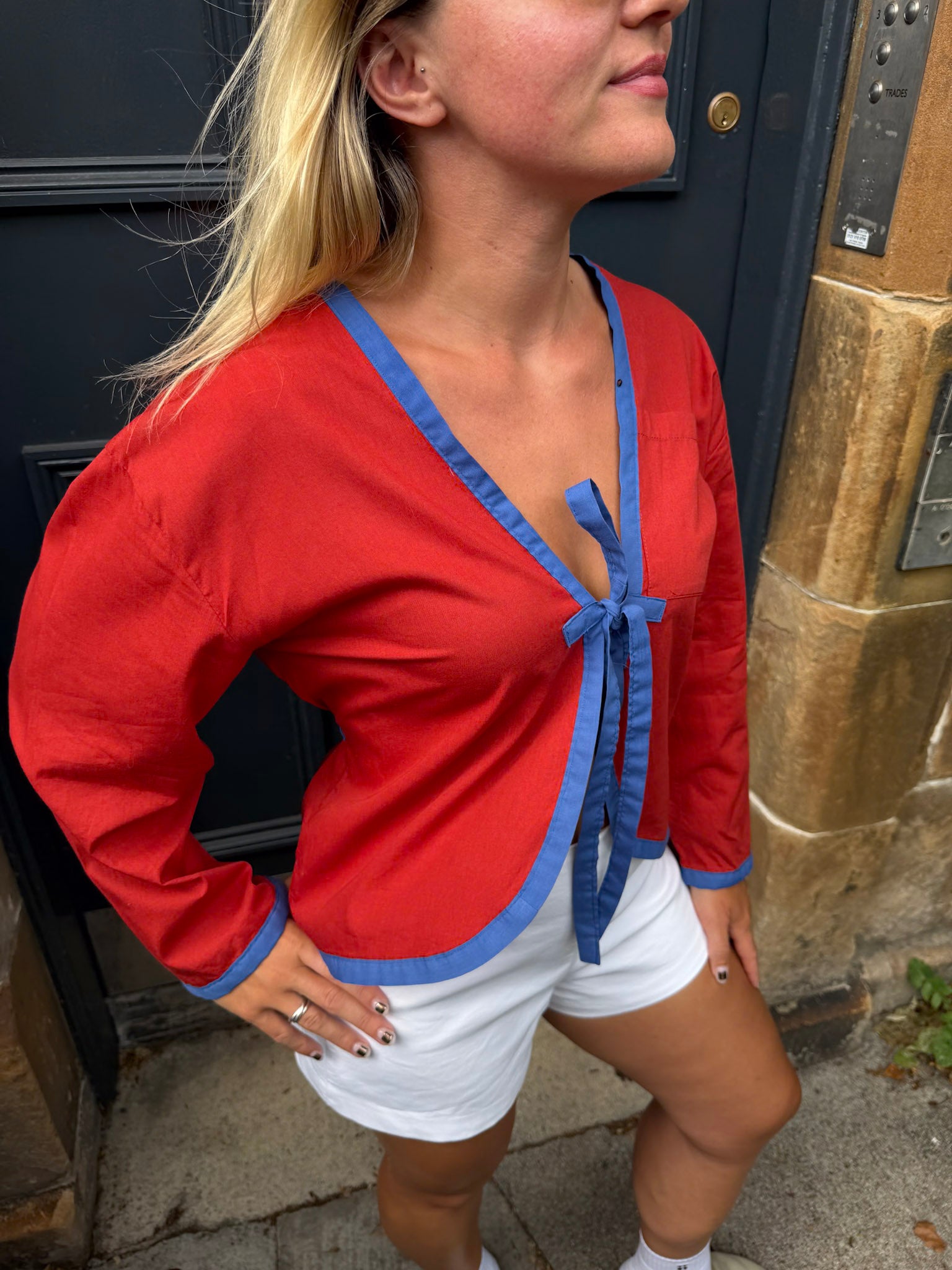 The Terracotta Red Wrap Blouse
